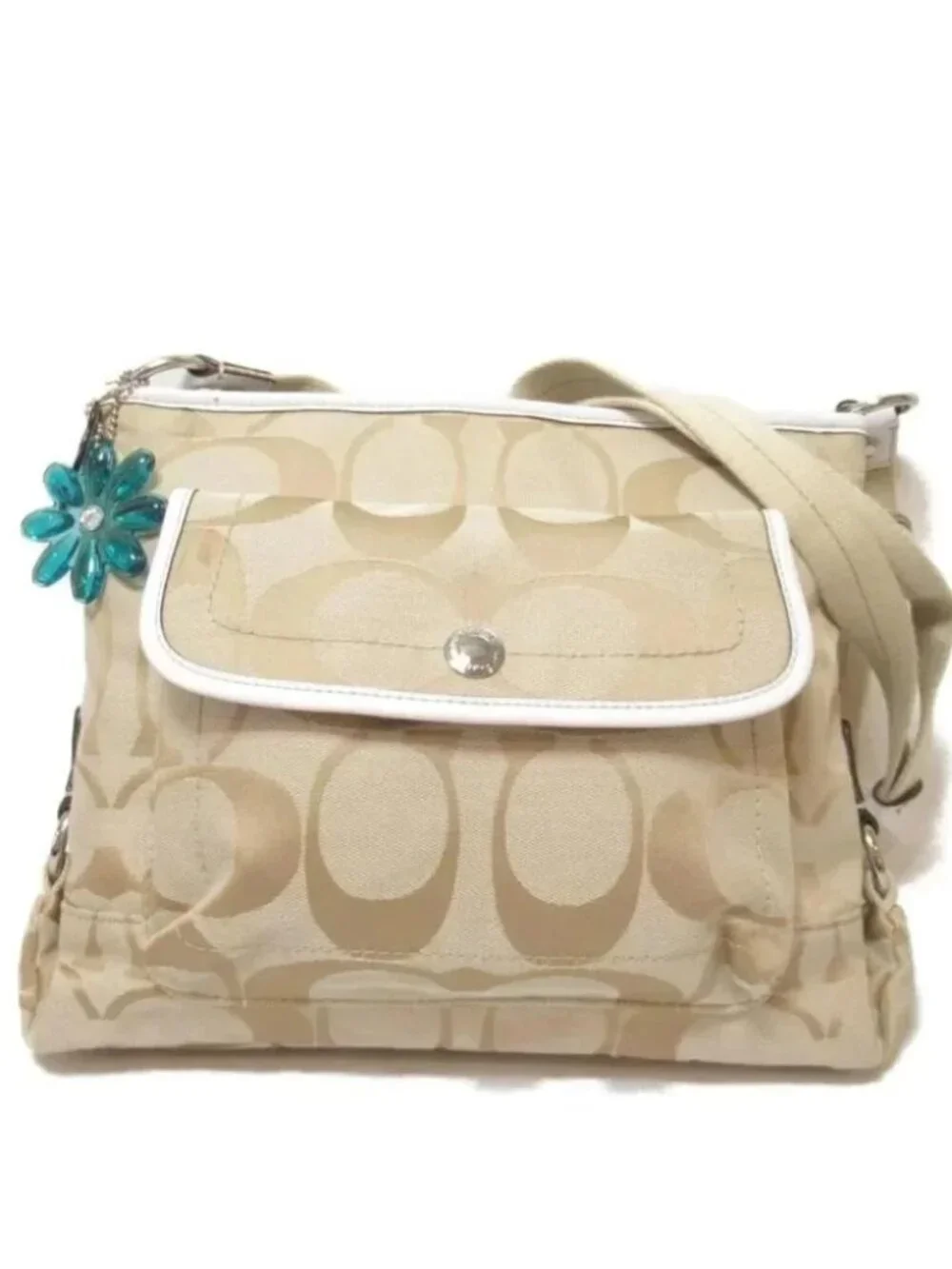 Coach Kyra Signature Khaki Shoulder Bag Purse